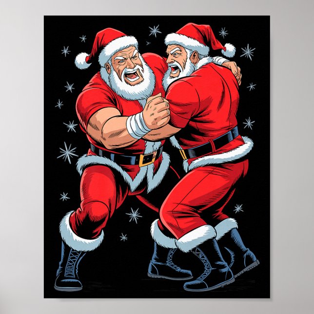 Póster Santa Wrestling Lover Funny Wrestler Xmas Christma (Frente)