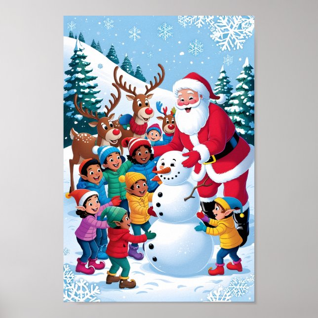 Póster Santa y Frosty Friends Whimatic Art (Frente)