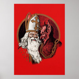 Póster Santa y Krampus