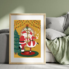 Póster Santa y la señora Claus bailan juntos Navidades im