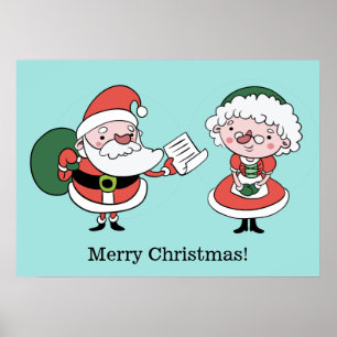 Póster Santa y la Sra. Claus personalizado poster