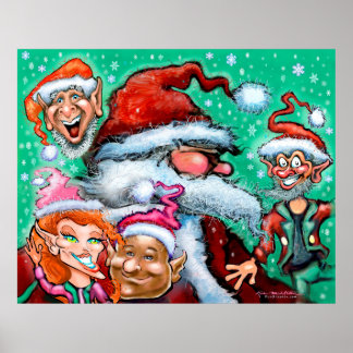 Póster Santa y los Navidades Elves