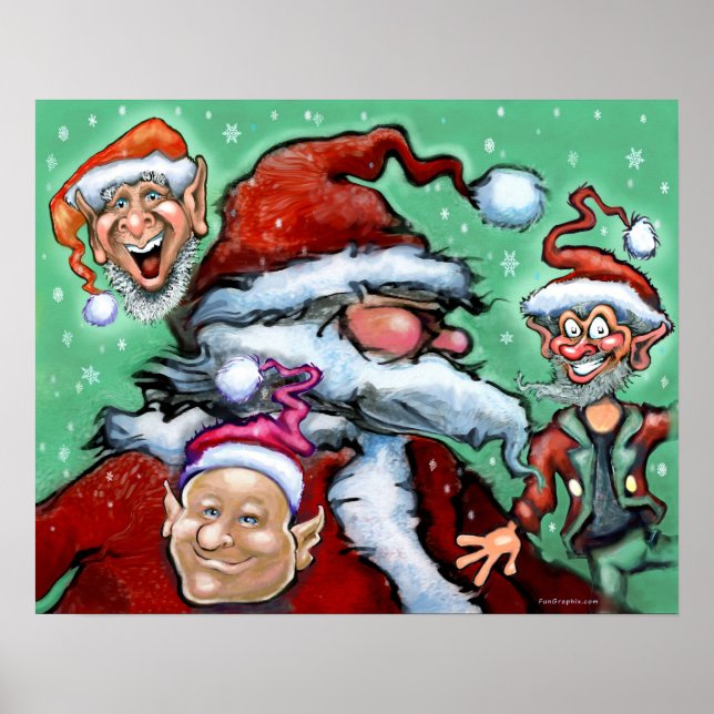 Póster Santa y los Navidades Elves (Frente)