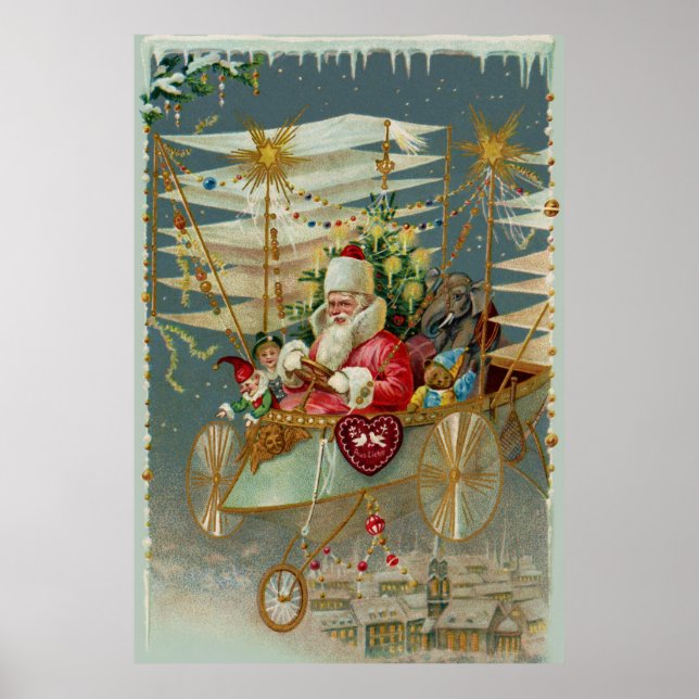 Póster Santa y su asombroso Poster de la máquina voladora (Frente)