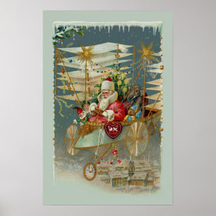 Póster Santa y su asombroso Poster de la máquina voladora