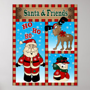 Póster Santa y sus amigos de invierno