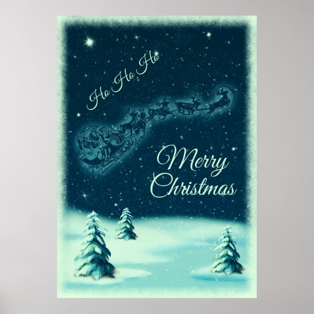 Póster Santa y sus Navidades de renos (Frente)