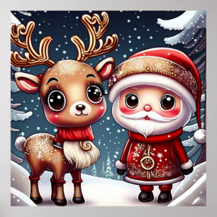 Póster Santa y un reno
