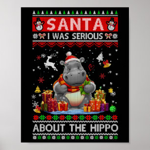 Póster Santa Yo Hablaba Enserio Del Hipopótamo Divertido