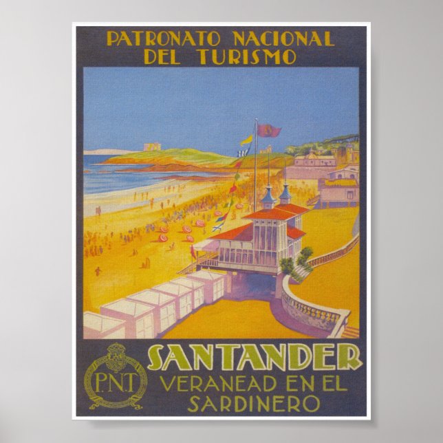 Póster Santander Spain Vintage Travel Poster (Frente)