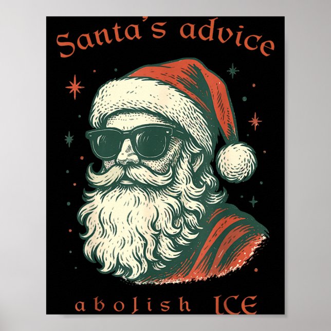 Póster Santa's Advice Abolish Ice Christmas Immigration A (Frente)