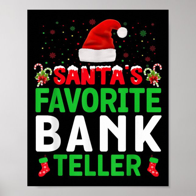 Póster Santa's Favorite Bank Teller Christmas Matching Co (Frente)