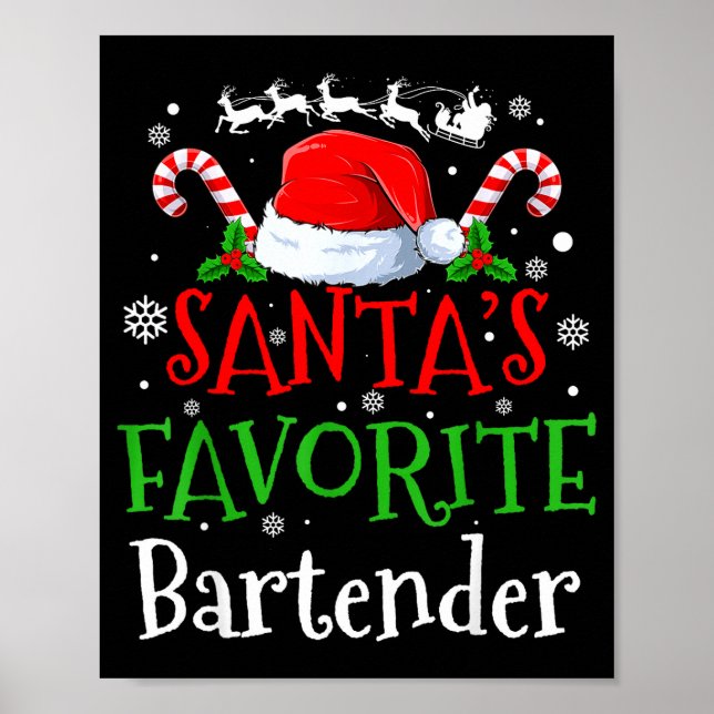 Póster Santa's Favorite Bartender Christmas Party  (Frente)