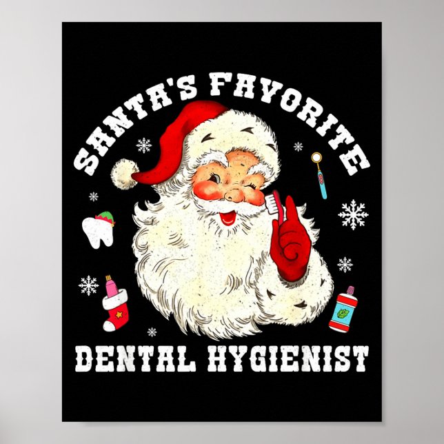Póster Santas Favorite Dental Hygienist Christmas Funny G (Frente)