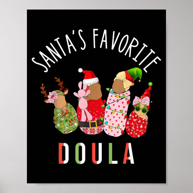 Póster Santa's Favorite Doula Nurse Christmas Stpartum Mi (Frente)