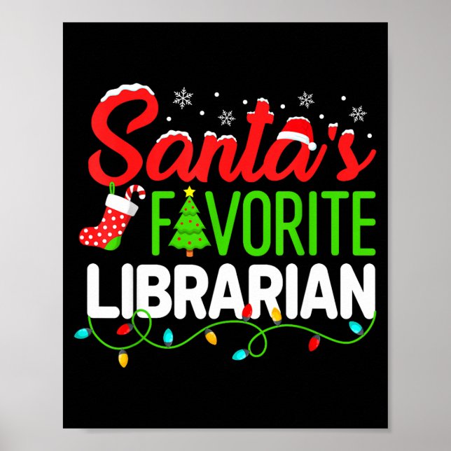 Póster Santa's Favorite Librarian Christmas Library Book  (Frente)
