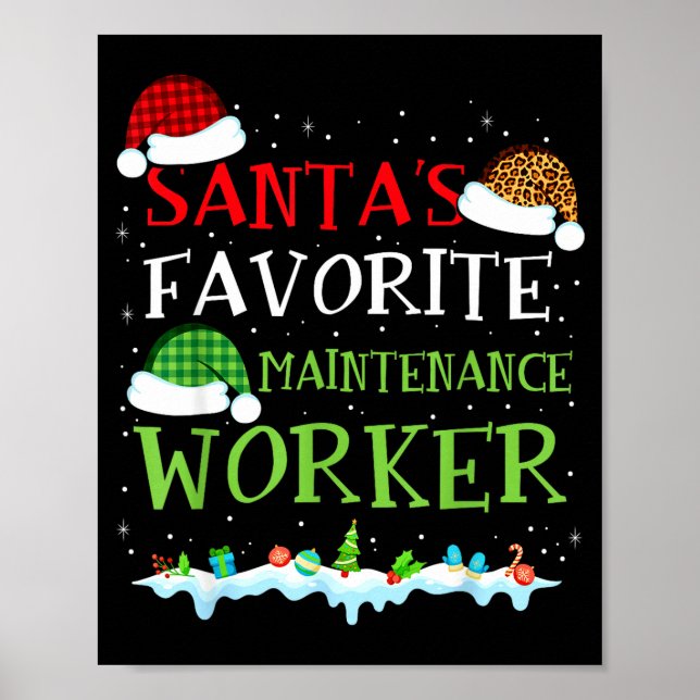 Póster Santa's Favorite Maintenance Worker Fun Christmas  (Frente)