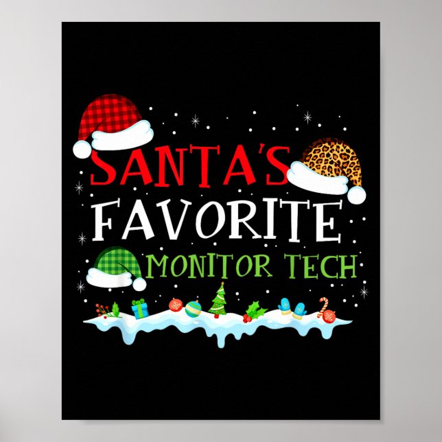 Póster Santa's Favorite Monitor Tech Fun Christmas  (Frente)