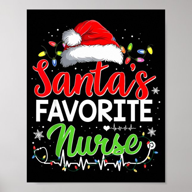 Póster Santa's Favorite Nurse Funny Christmas Nurse Xmas  (Frente)