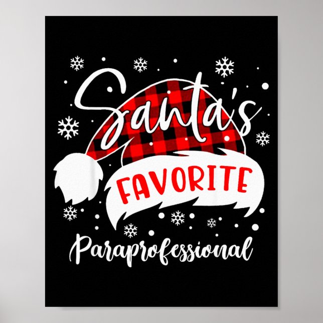 Póster Santa's Favorite Paraprofessional Hat Flannel Chri (Frente)
