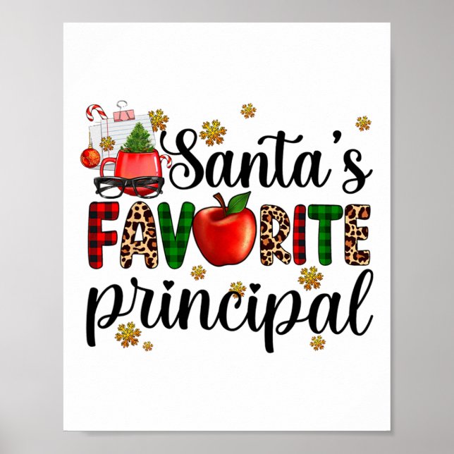 Póster Santa's Favorite Principal Christmas Kids Boys Gir (Frente)