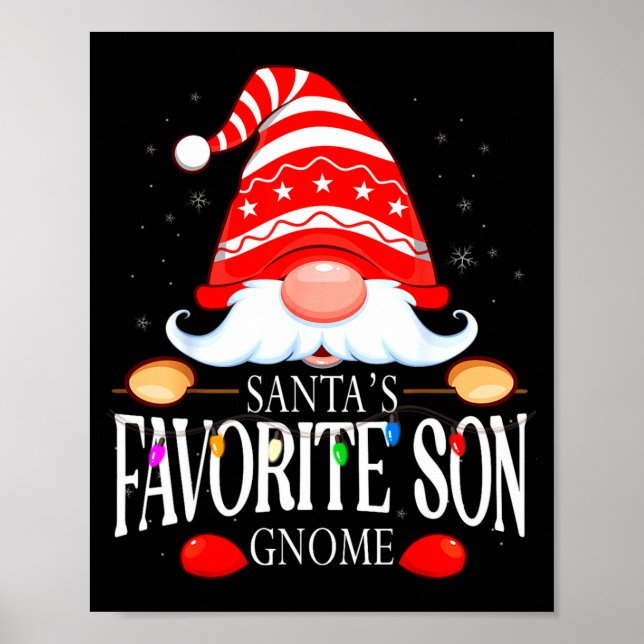 Póster Santas Favorite Son Gnome Matching Christmas Paja  (Frente)