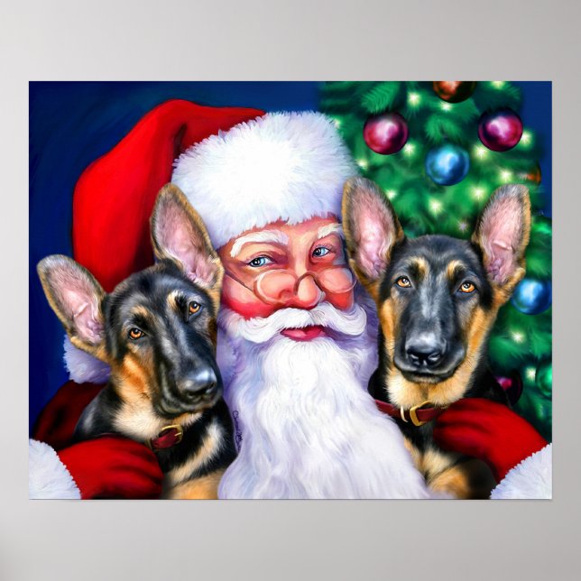 Póster Santas German Shepherd Dogs B&T (Frente)
