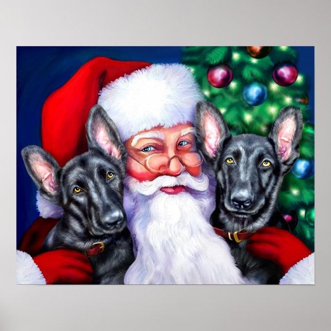Póster Santas German Shepherd Dogs BLK (Frente)