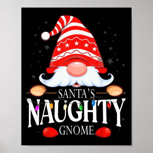 Póster Santa's Naughty Gnome Matching Christmas Pajama  (Frente)