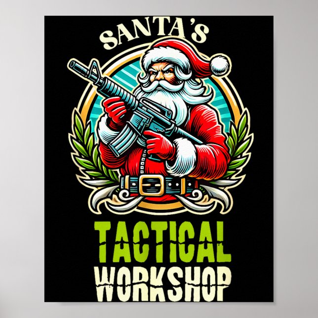 Póster Santa's Tactical Workshop Santa Has Guns And Chris (Frente)