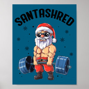 Póster Santashred Santa divertido meme Navidad gimnasio c