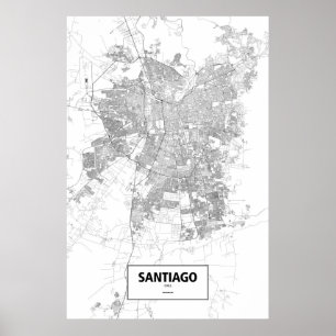 Póster Santiago, Chile (negro en blanco)