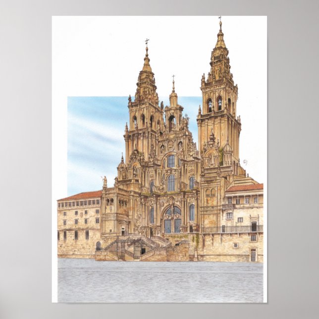 Póster Santiago de Compostela Fachada occidental. España (Frente)