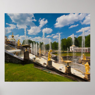 Póster Santiago de Petersburgo, fuentes de la Gran Cascad