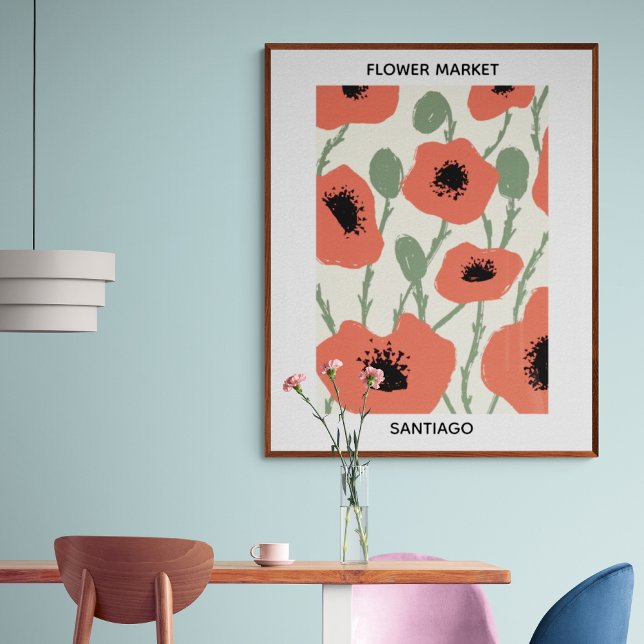 Póster Santiago editable del mercado de flores (Subido por el creador)