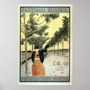 Póster Santiago Rusinol Música D Enrique Morera Vintage