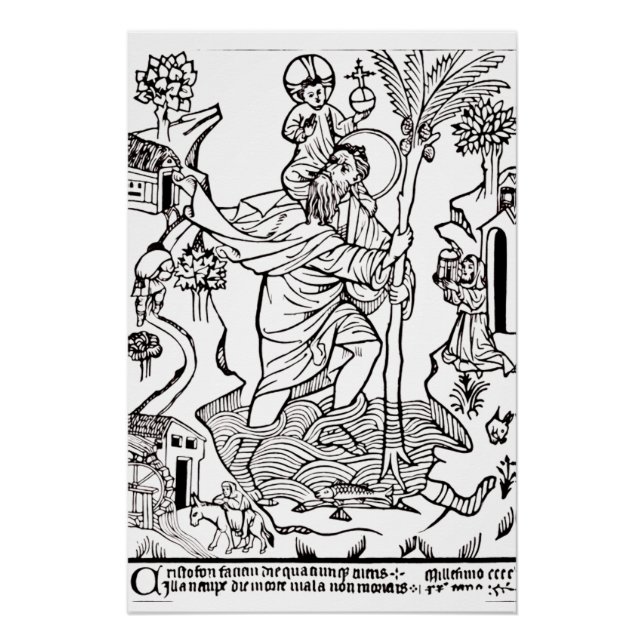 Póster Santo Cristóbal católico romano (Anverso)