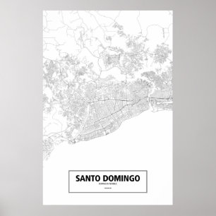 Póster Santo Domingo, Dominican Republic (black on white)