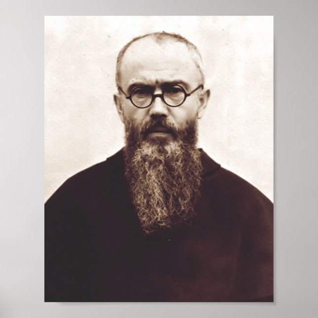 Póster Santo Maximiliano Kolbe sacerdote católico polaco (Frente)