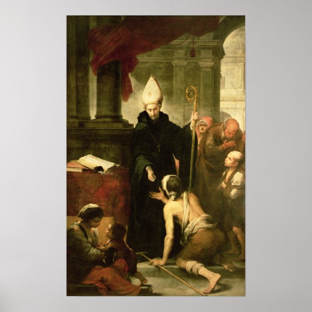 Póster Santo Tomás de Villanueva distribuyendo alms, 1678 (Frente)