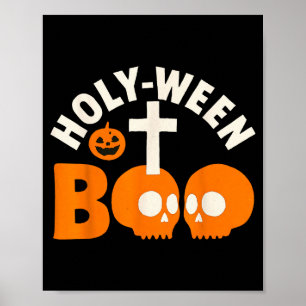 Póster Santo-ween Boo Cruz Cristiana de Halloween y Calav