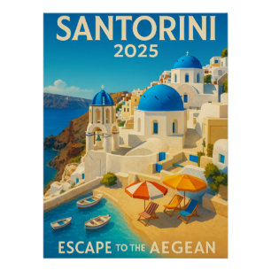Póster Santorini 2025 - Escape al Egeo