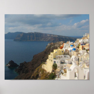 Póster Santorini al atardecer