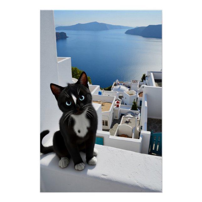 Póster Santorini Dreaming con Felini (Anverso)