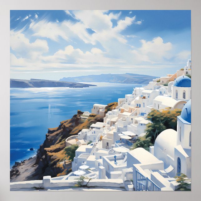 Póster Santorini en el Sea Poster (Frente)