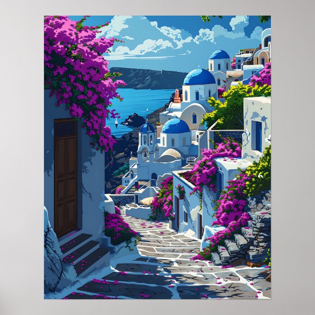 Póster Santorini en Grecia (Frente)