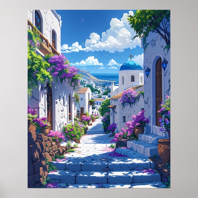 Póster Santorini en Grecia (Frente)