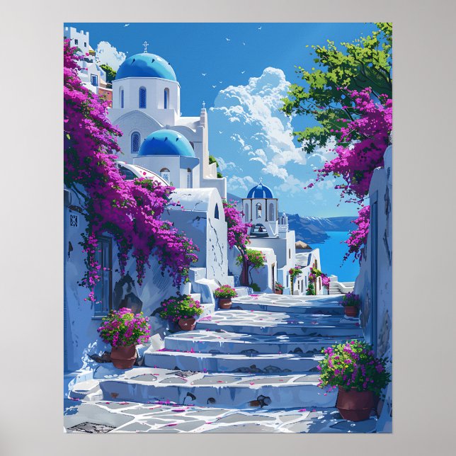 Póster Santorini en Grecia (Frente)