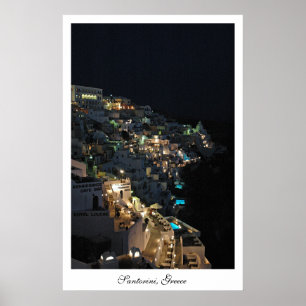 Póster Santorini en la noche