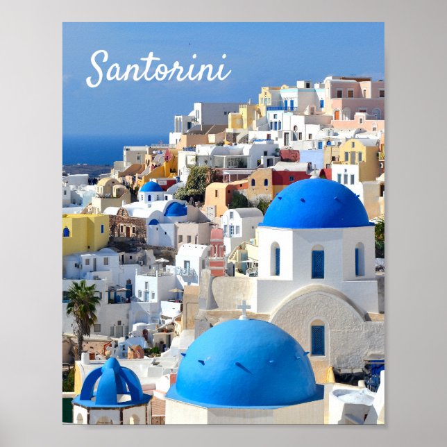 Póster Santorini, Grecia - Afiche de viajes (Frente)